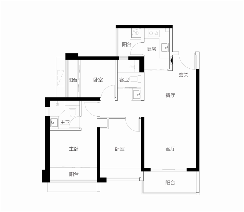 鸿荣源博誉府 9 6 平米