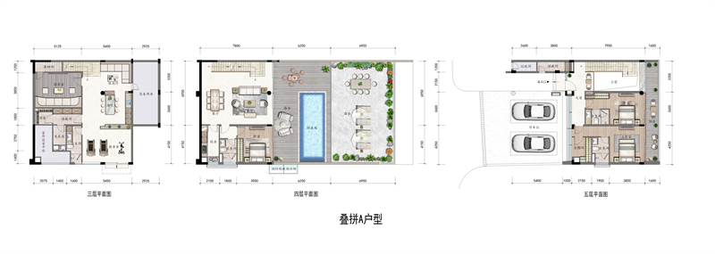 大叠拼产品：  上叠建面约310㎡，总价1280-1430万