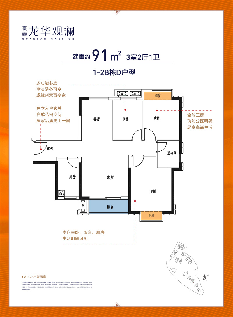 奥宸观壹城   9 1 平米